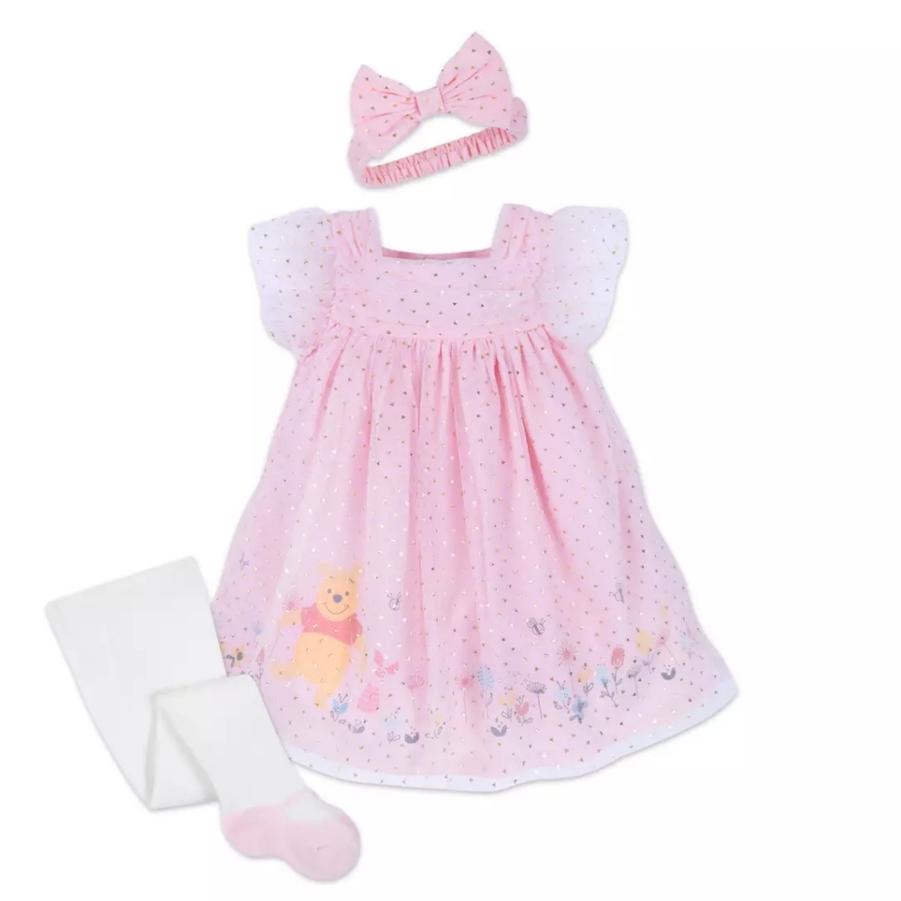 Disney Store Winnie the Pooh Baby Dress and Tights Set 3pc | 12-18M